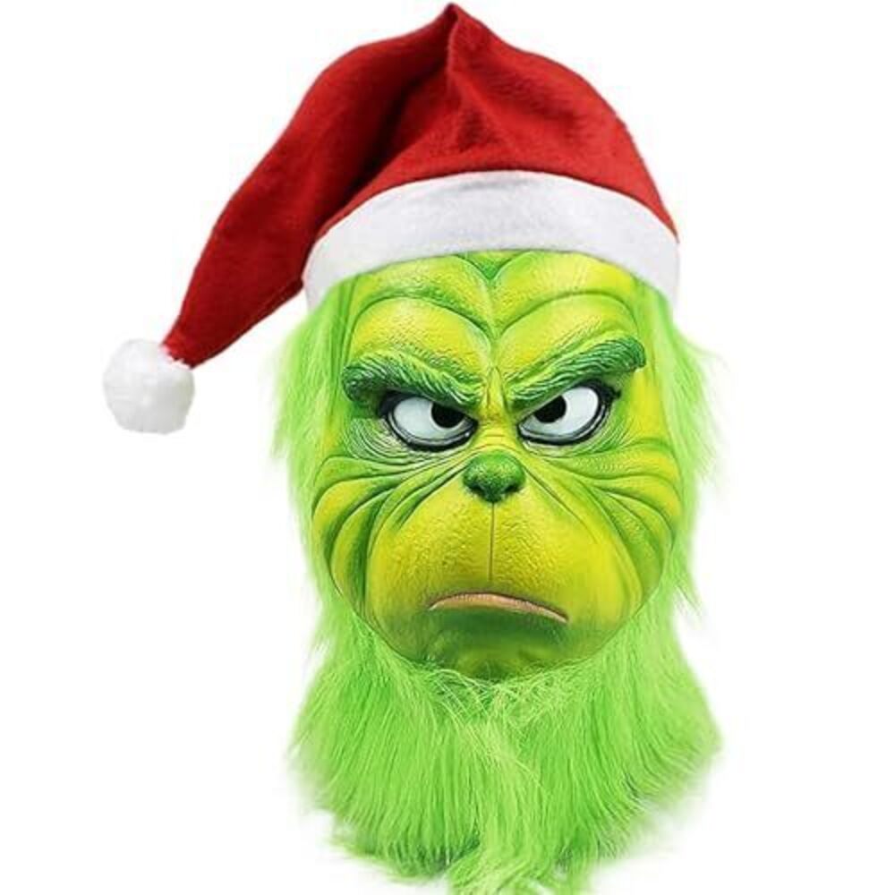 6437 Christmas Latex for Adult,Christmas Green Monster Mask-A